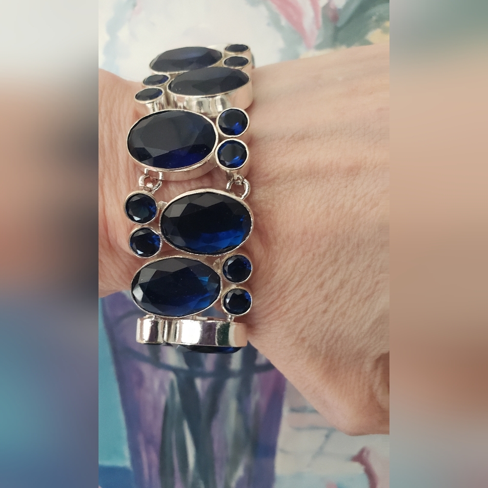 Sapphire & Sterling Bracelet-New, Huge Gemstones, Handmade by Artisans-Knockout! - Picture 2 of 16